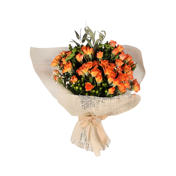 Turuncu Çardak Gül Buketi (~45 cm)